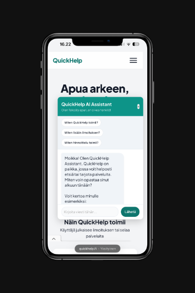 Verkkosivu AI-chatbotilla